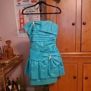 Vintage Turquoise 80's 90's Cocktail Dress
